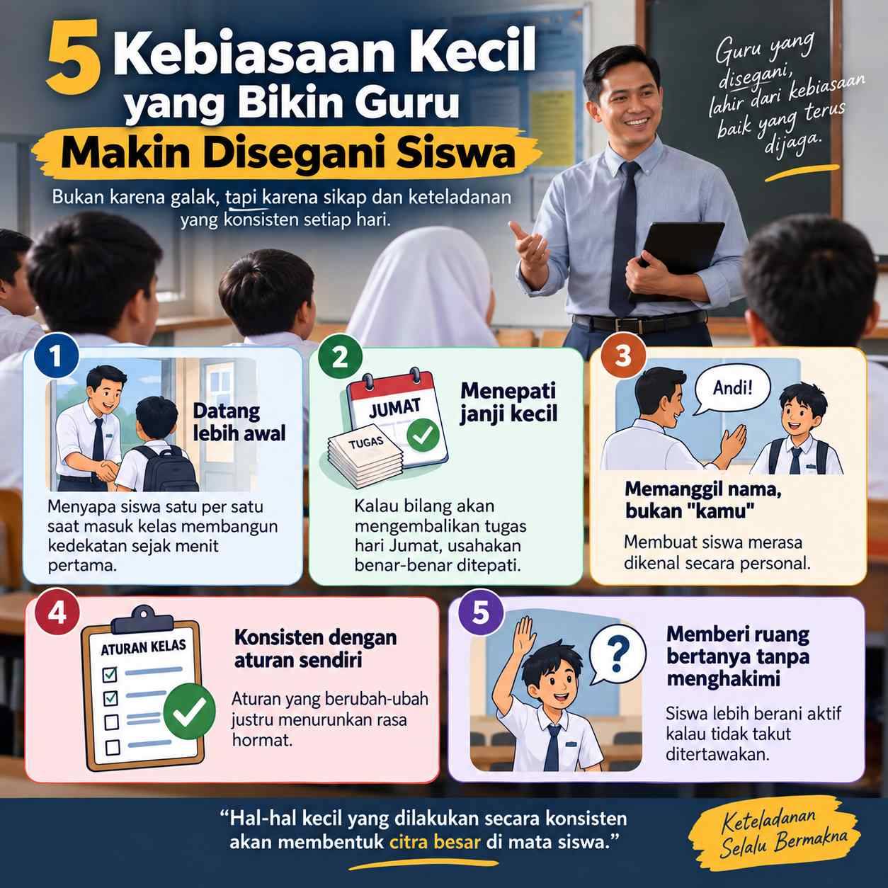 5 Kebiasaan Kecil yang Bikin Guru Makin Disegani Siswa